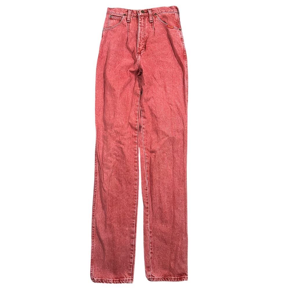 Vintage Wrangler Bareback Jeans Womens 24x35 High Rise Western Red Denim USA